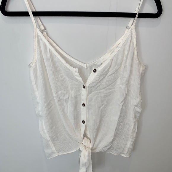 White Front Tie Tank Top - Picture 1 of 2